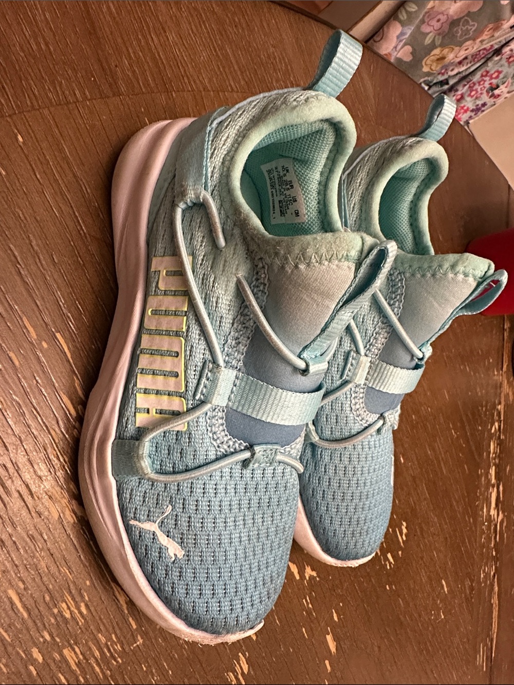 Puma Kids Light Teal Knit Slip-On Sneakers